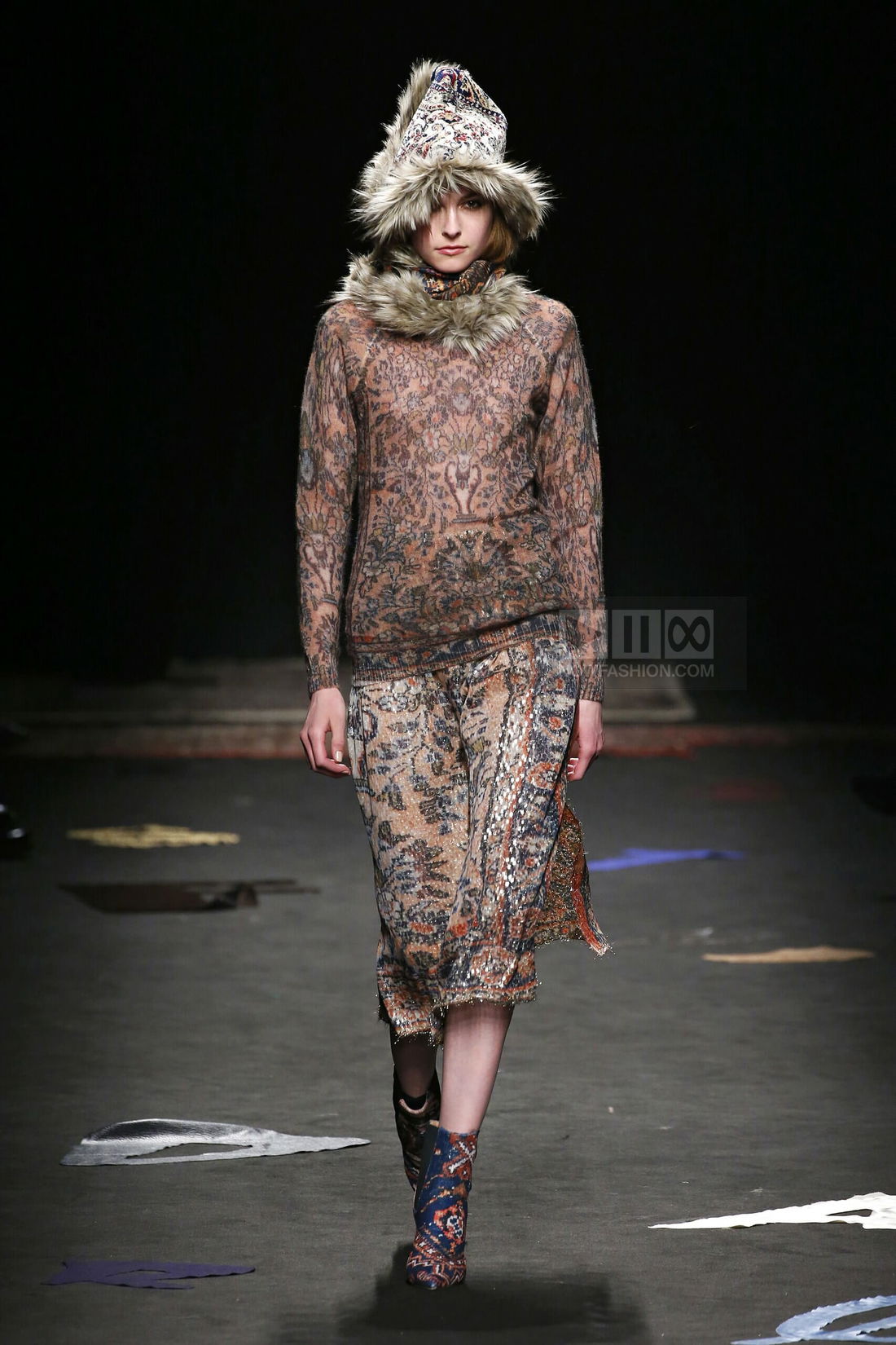 美品★MAURIZIO PECORARO Maurizio Pecoraro Floral Embroidered Canvas 3/4 Sleeve Coat
