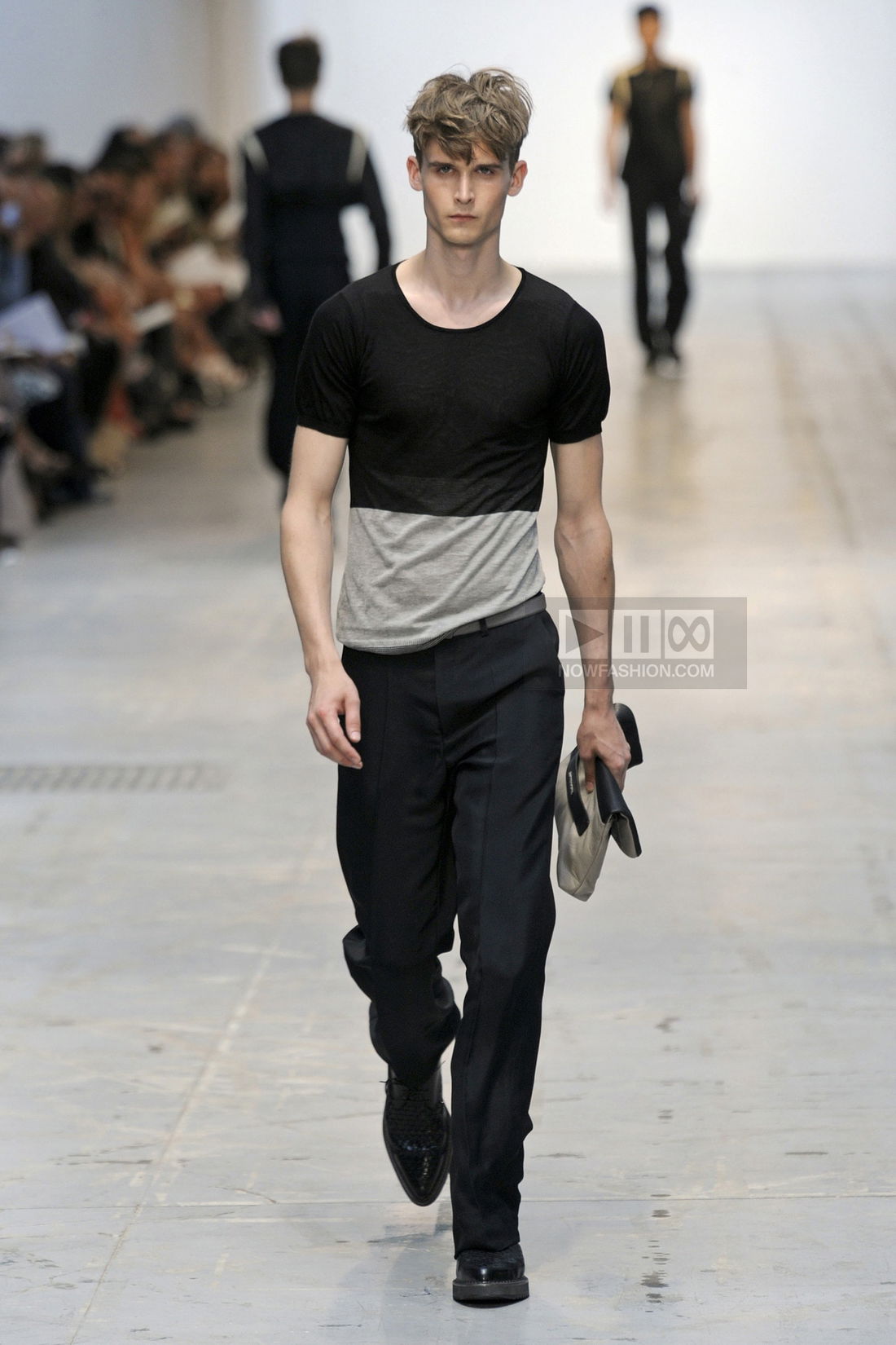 Costume National Menswear Fashion Show, Collection Spring Summer 2012 presented during Milan Fashion Week, runway look #026