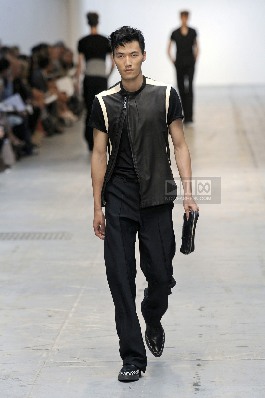 Costume National Menswear Fashion Show, Collection Spring Summer 2012 presented during Milan Fashion Week, runway look #027